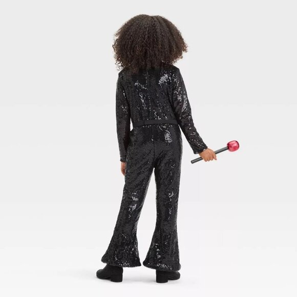 Girls Hyde & Eek GLAM POP STAR Costume Size Med Large Jumpsuit Microphone NWT - Picture 2 of 2
